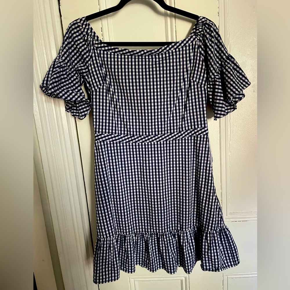 Gingham mini dress- Navy & White- Lucy Paris